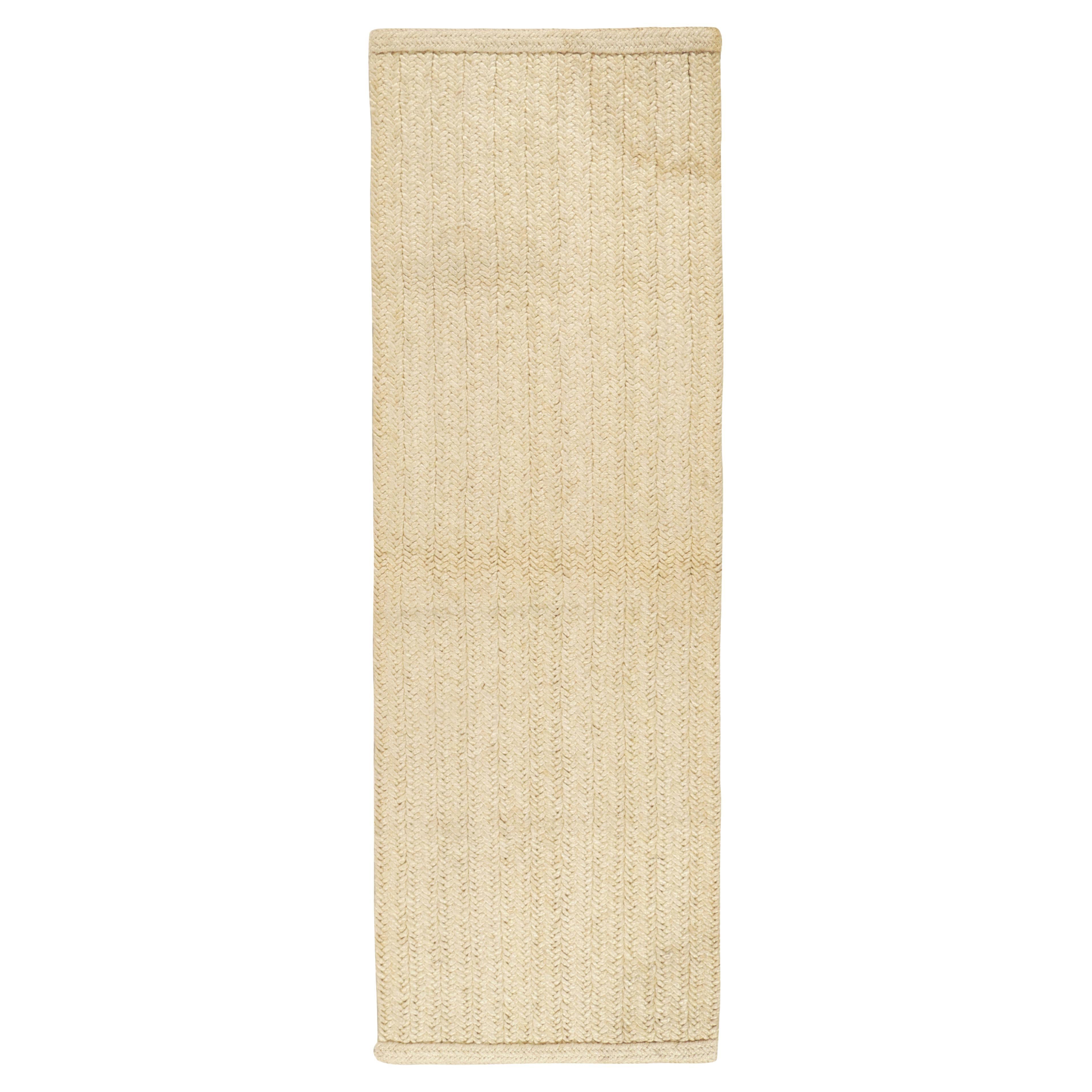 Rug & Kilim's Contemporary Braided Runner in off White For Sale
