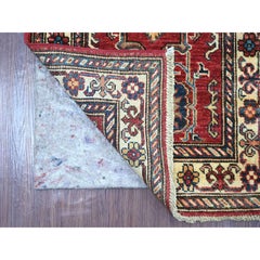 2'x6' Red Afghan Super Kazak Medallions Design Hand Knotted Wool Runner Rug