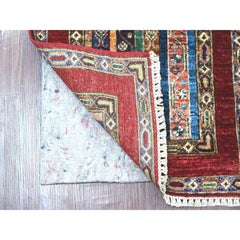 2'x6'1" Colorful Natural Wool Hand Knotted Afghan Super Kazak Runner Rug