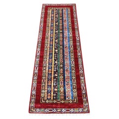 2'x6'1" Colorful Natural Wool Hand Knotted Afghan Super Kazak Runner Rug