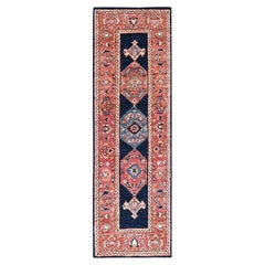 2'x6'1" Yankees Blue Denser Weave 100% Wool Oriental Aryana Runner Rug