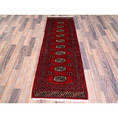 2'x6'2" Red Princess Bokara Tribal Medallions All Wool Hand Knotted Runner Rug