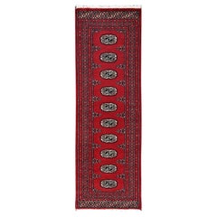 2'x6'2" Red Princess Bokara Tribal Medallions All Wool Hand Knotted Runner Rug