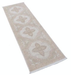 2x6.5 ft Handmade Hallway Runner Rug. Beige Runner Rug for Corridor. Kitchen Rug