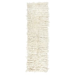 Vintage 2x6.8 Ft Minimalist Angora Anatolian Tulu Runner Rug Made of Natural Mohair Wool
