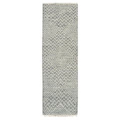 2x8 Black Handwoven Wool Stacked Chevron Diamond Geometric Modern Carpet Rug