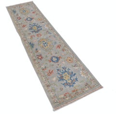 2x8 ft Oushak Flur Läufer, Grau Küche Teppich, Floral Flur Teppich, Treppe Teppich