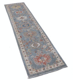2'x8' Modern Runner Rug, Wool Hallway Runner, Floral Kitchen Rug, Corridor Rug
