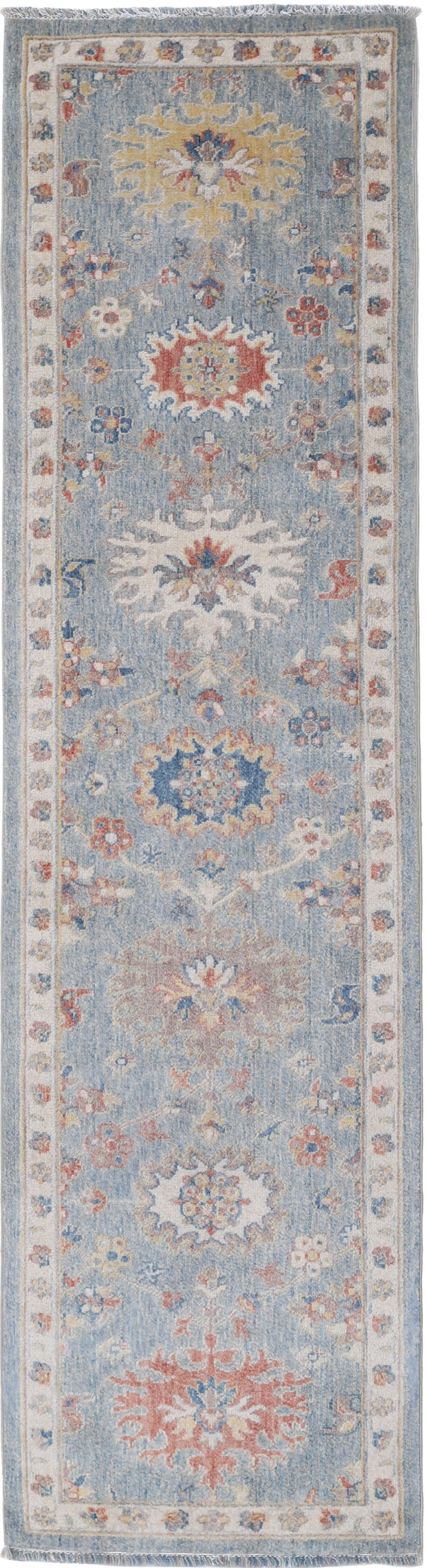 2'x8' Modern Runner Rug, Wool Hallway Runner, Floral Kitchen Rug, Corridor Rug For Sale