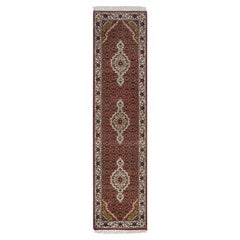 2
x8
2" Red Tabriz Medallion Design 175 KPSI Wool Hand Knotted Runner Rug
