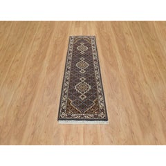 2'x8'5" Gris clair Tabriz Mahi 175 KPSI Laine coureur noué à la main Tapis d'Orient