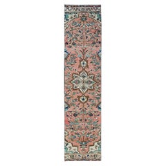 2'x9' Salmon Pink Vintage Persian Heriz Hand Knotted Wool Runner Rug