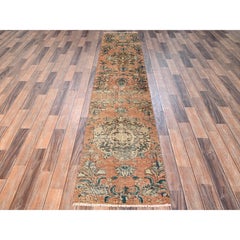 2'x9'8" Hazelnut Brown Vintage Persian Tabriz Hand Knots Rugs (Tapis de course en laine nouée à la main)