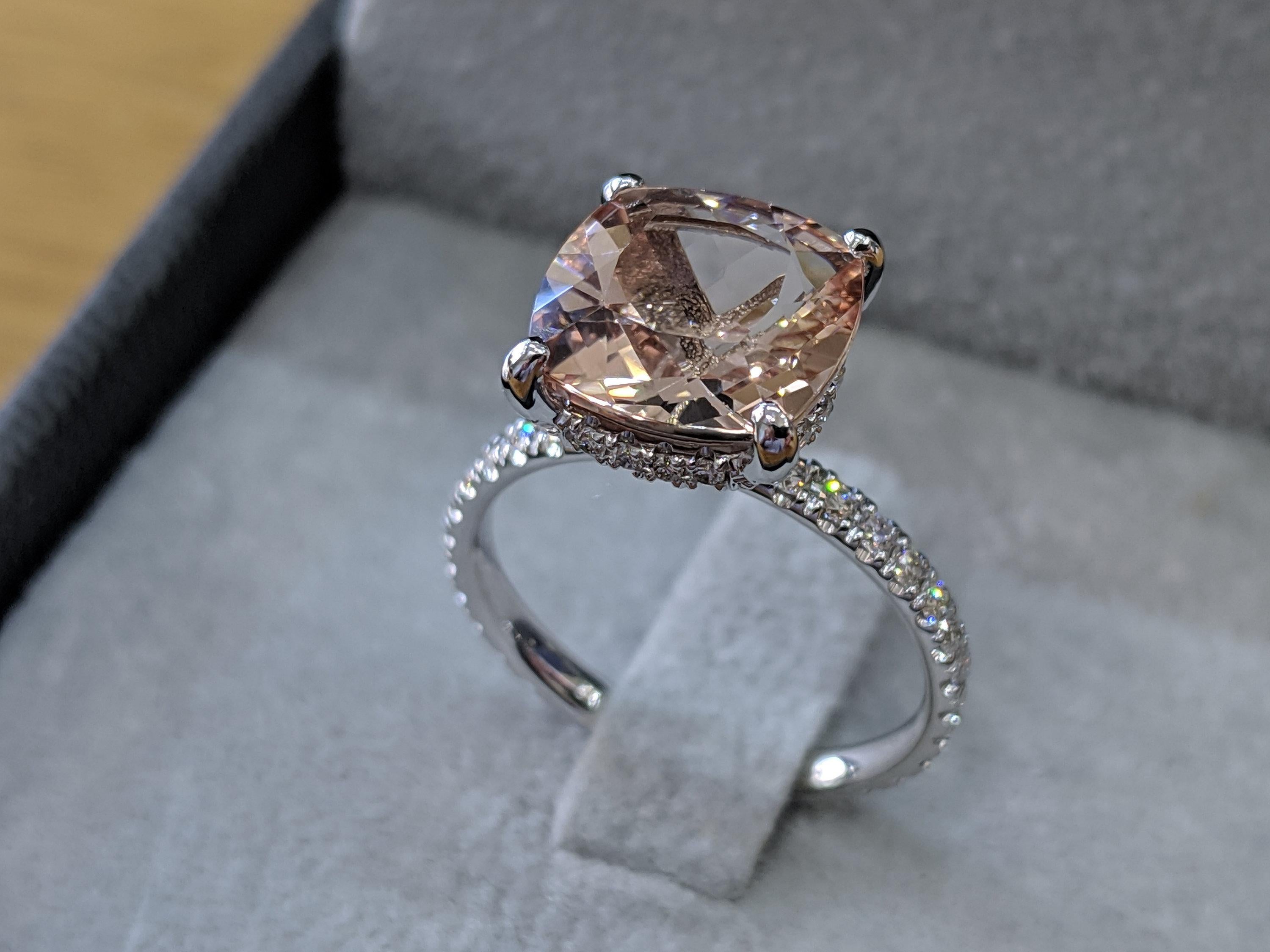 cushion hidden halo engagement ring