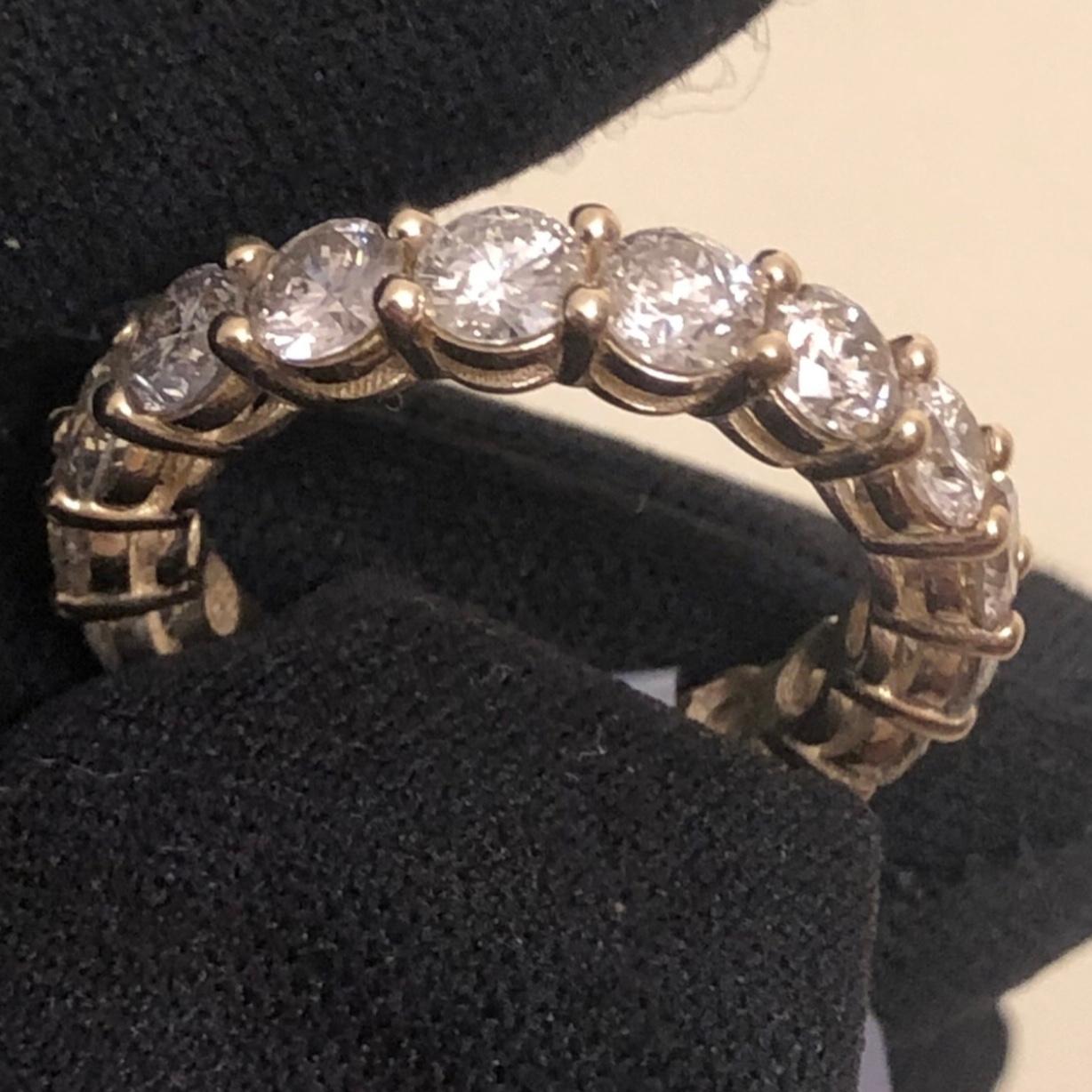 3 1/2 Carat Ct Real Natural Round Diamond Full Eternity Band Ring 14k Gold In New Condition For Sale In New York, NY