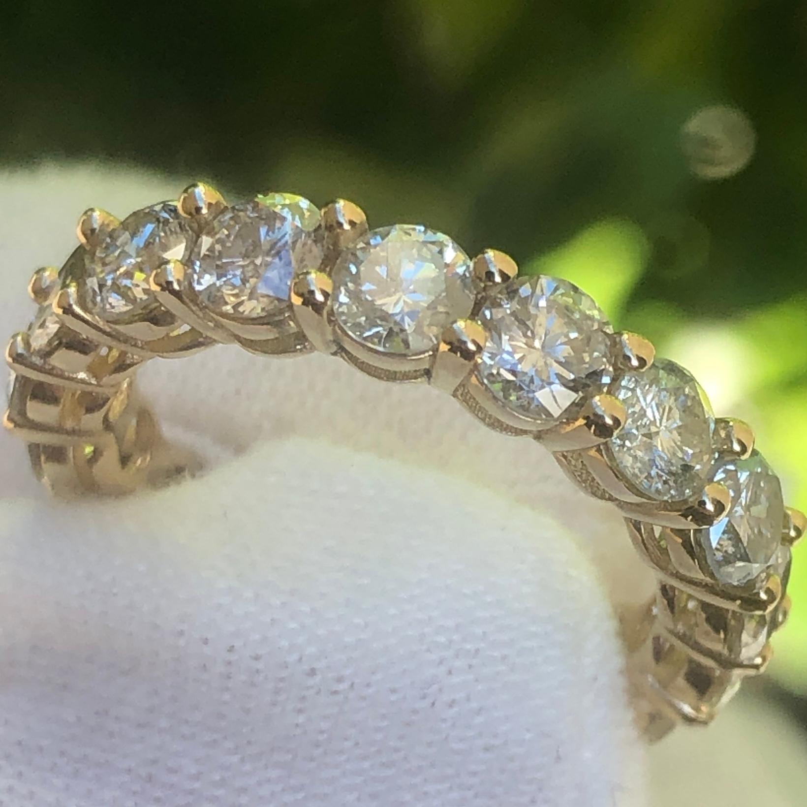 Women's or Men's Diamond Eternity Band Ring 14k Yellow Gold Art Deco For Sale