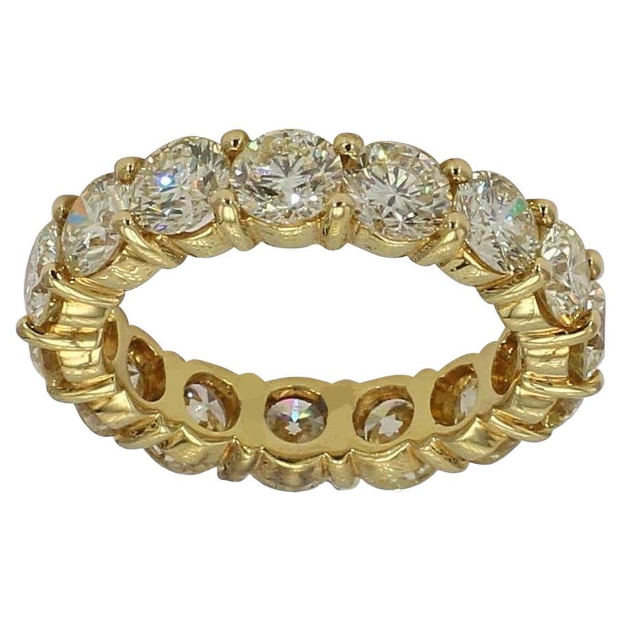 Bague d'éternité complète en or 14 carats avec un véritable diamant rond naturel de 3 1/2 carats en vente