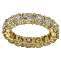 Antique 3 1/2 Carat Real Natural Round Diamond Full Eternity Band Ring in 14k Gold