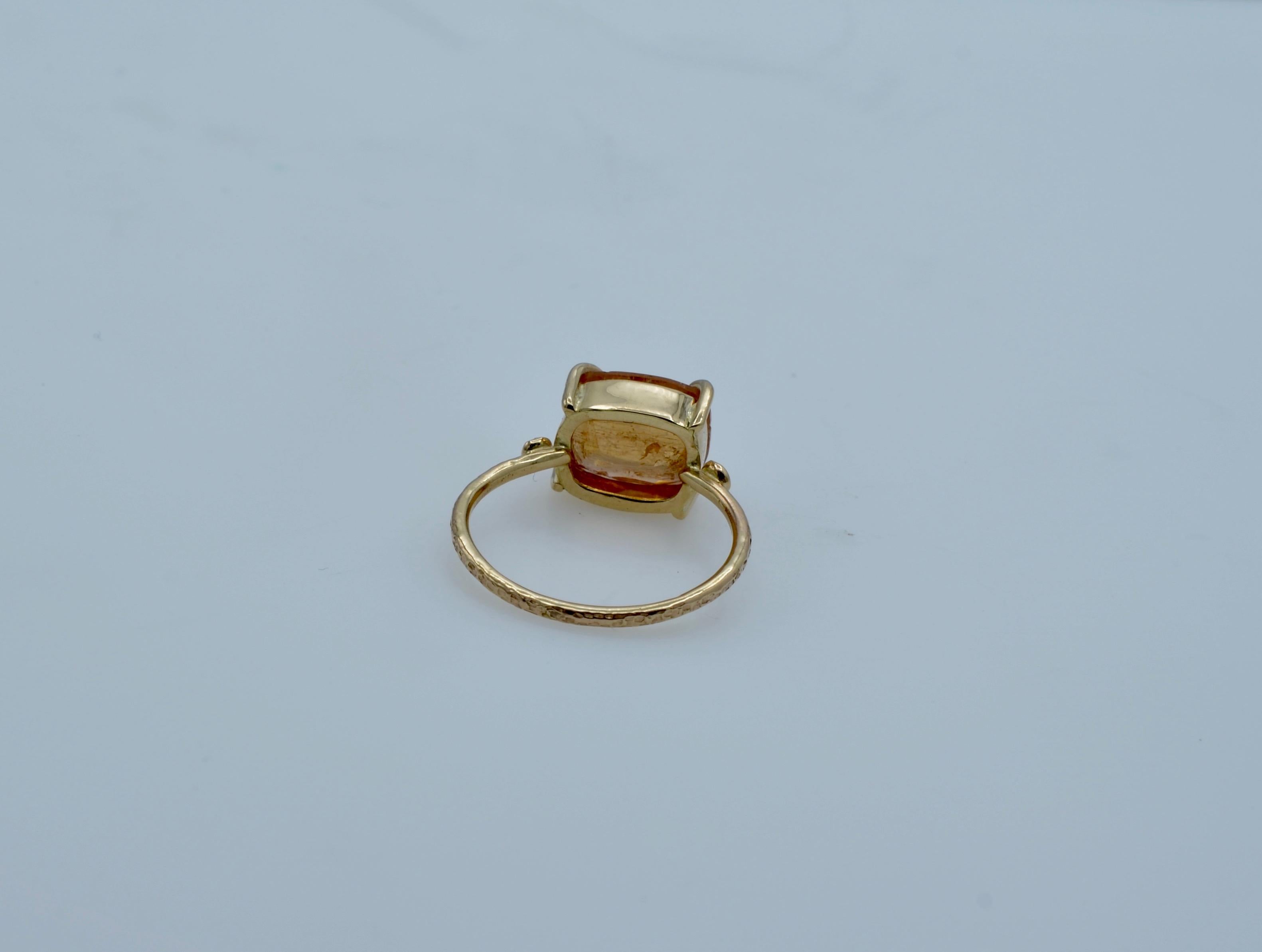 Modernist 3 1/2 Carat Topaz Set in 14 Karat Gold with Diamond Accents Ring