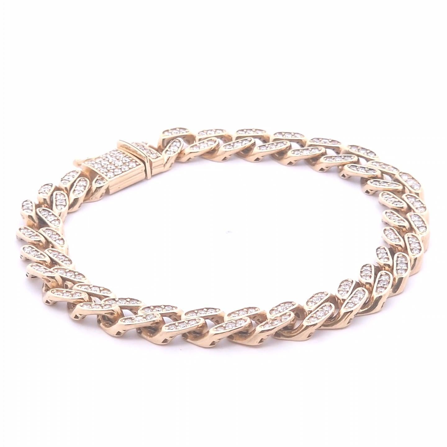 Bracelet en or jaune 14 carats avec diamants ronds de 3 1/2 carats Neuf - En vente à Tustin, CA