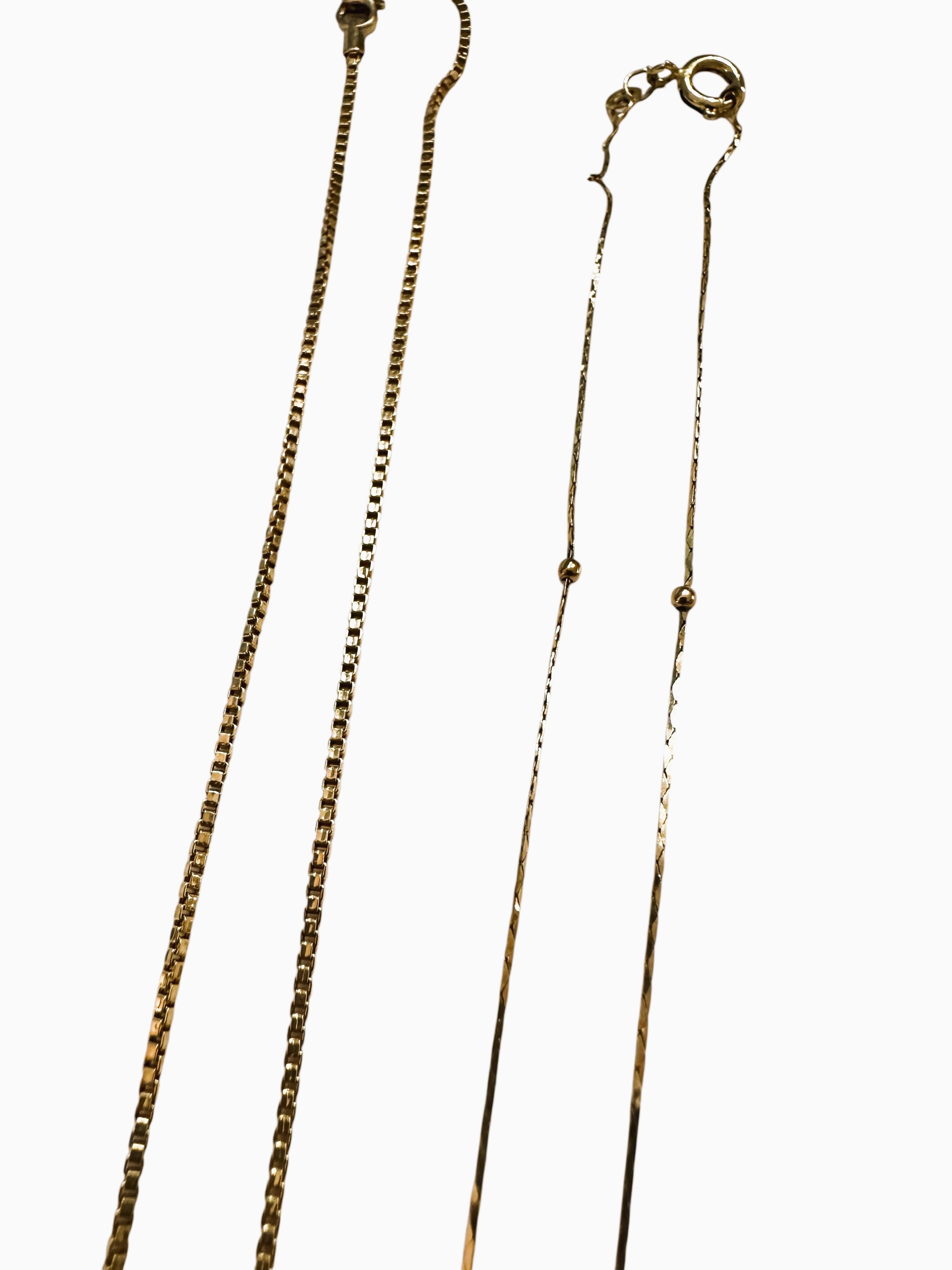 3 chaînes en or blanc 14k et 2 chaînes en or jaune 14k en vente 1