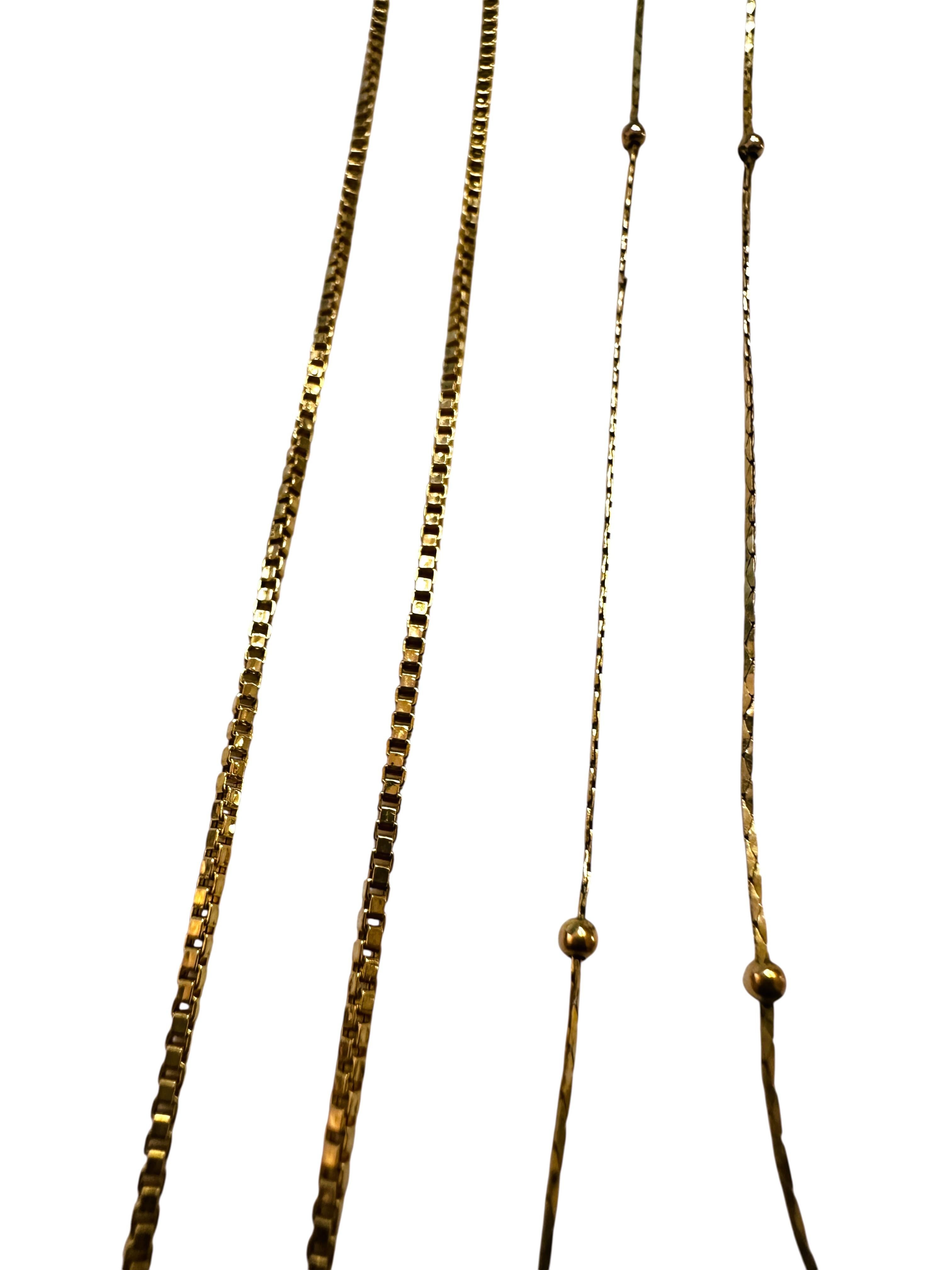 3 chaînes en or blanc 14k et 2 chaînes en or jaune 14k en vente 2