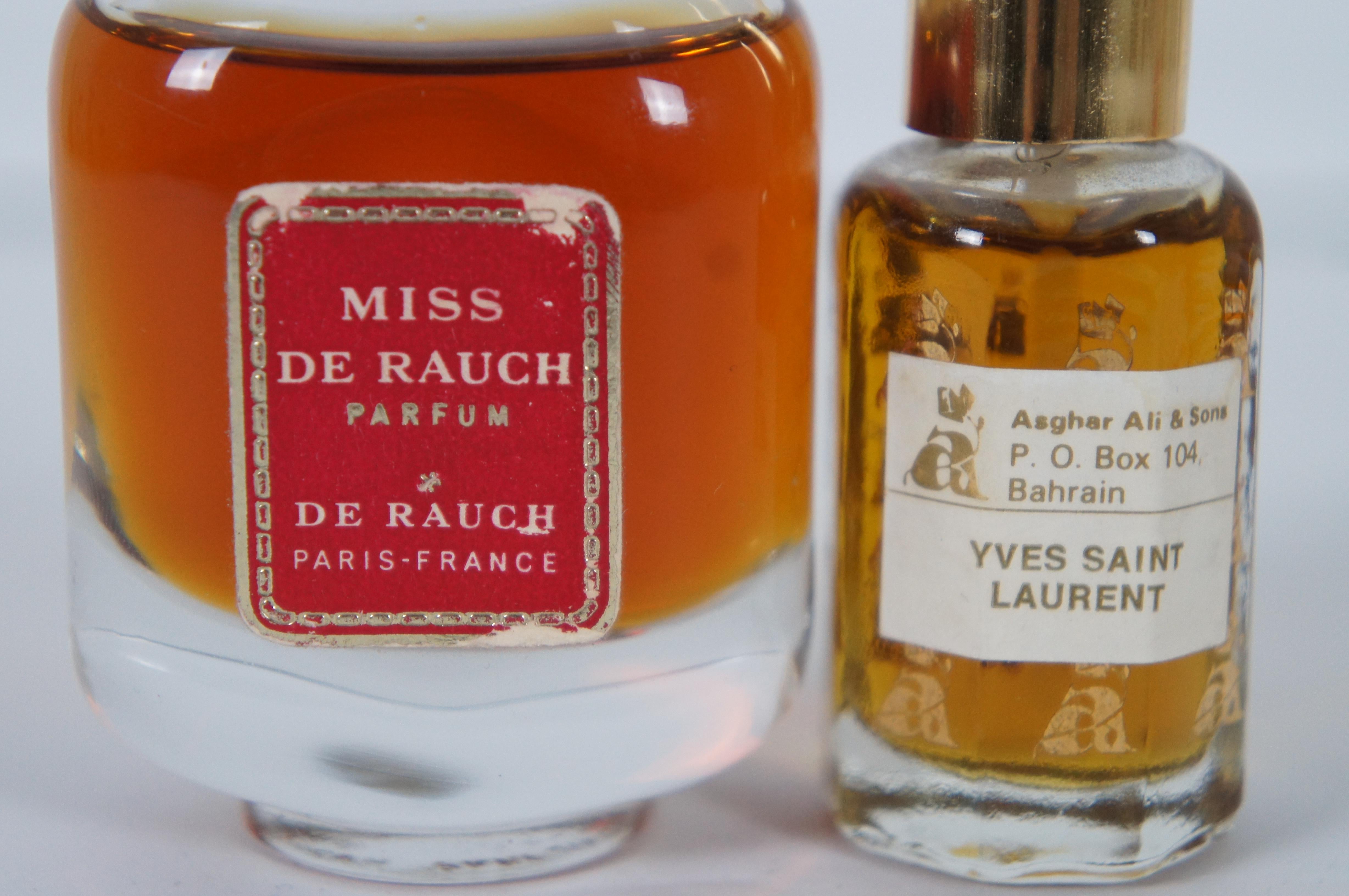 3 1960s French Perfume Bottles Miss De Rauch Femme Marcel Rochas Yves St Laurent For Sale 1