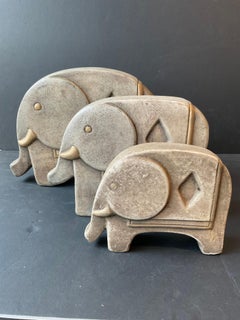3 Éléphants en céramique des années 1980