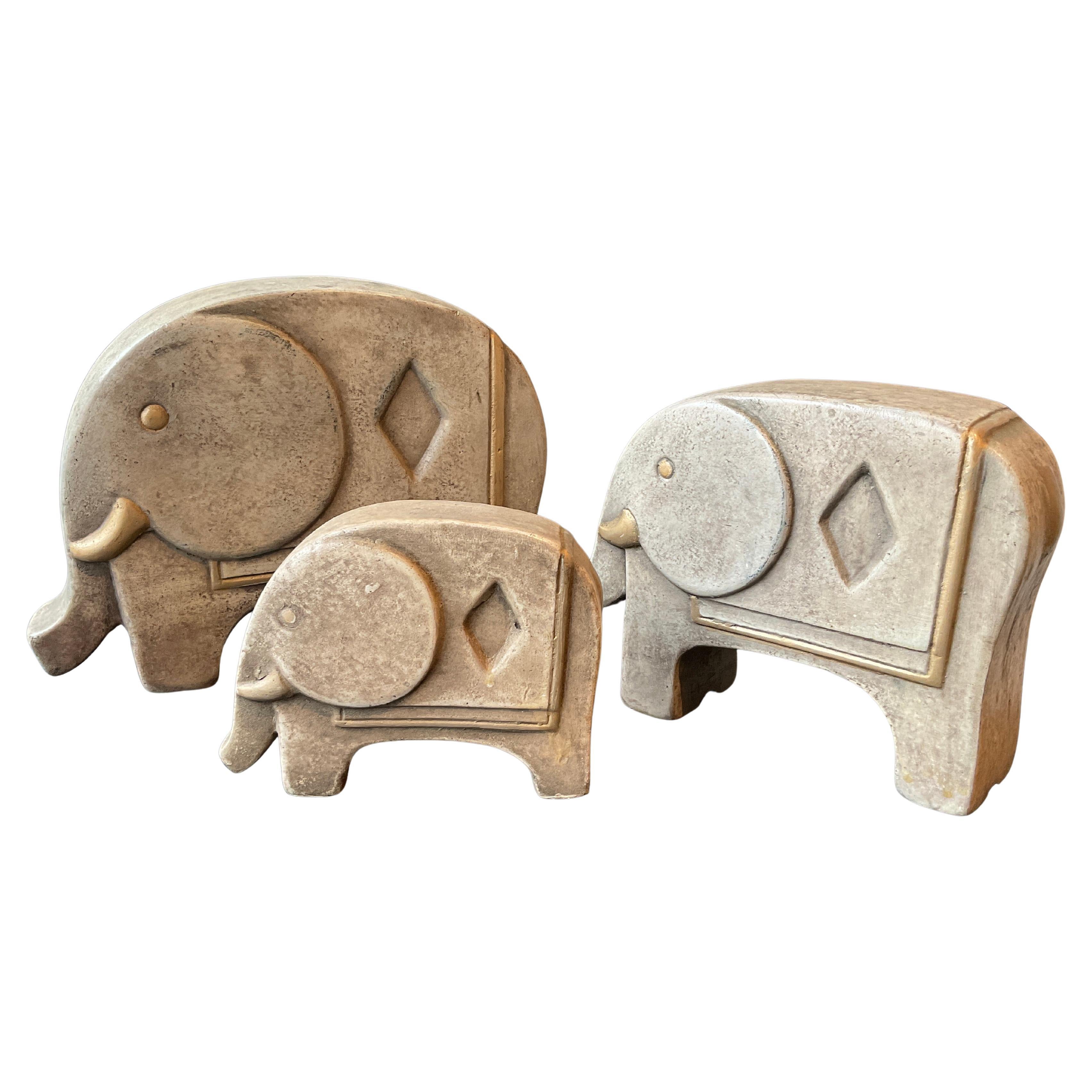 3 Elefanti in ceramica degli anni
80