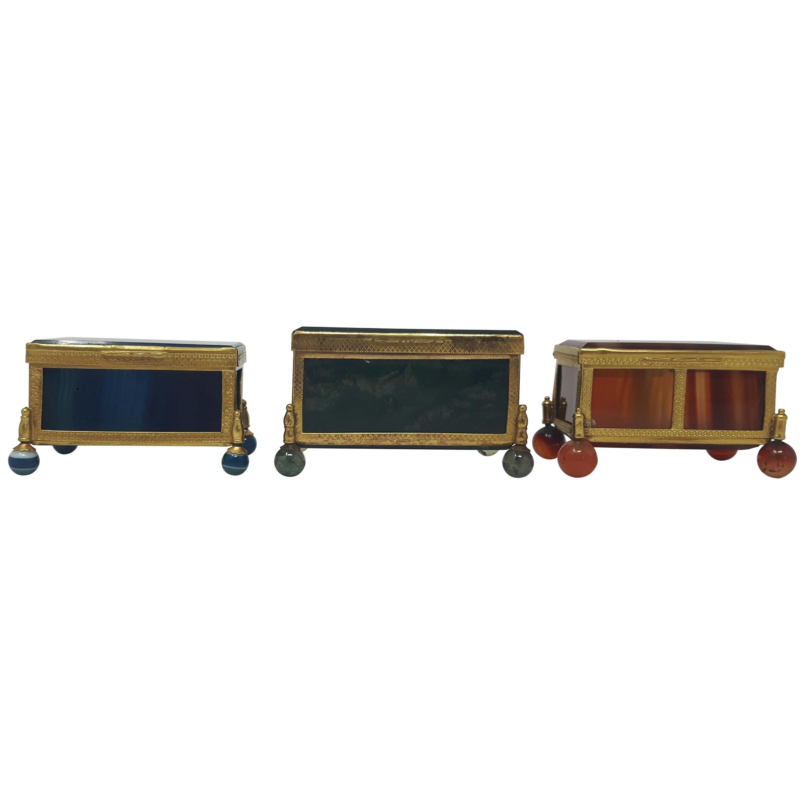 3 19th Century Agate and Ormolu Boxes