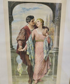 3, 19th Century Framed Pre Raphaelite  Romantic Prints