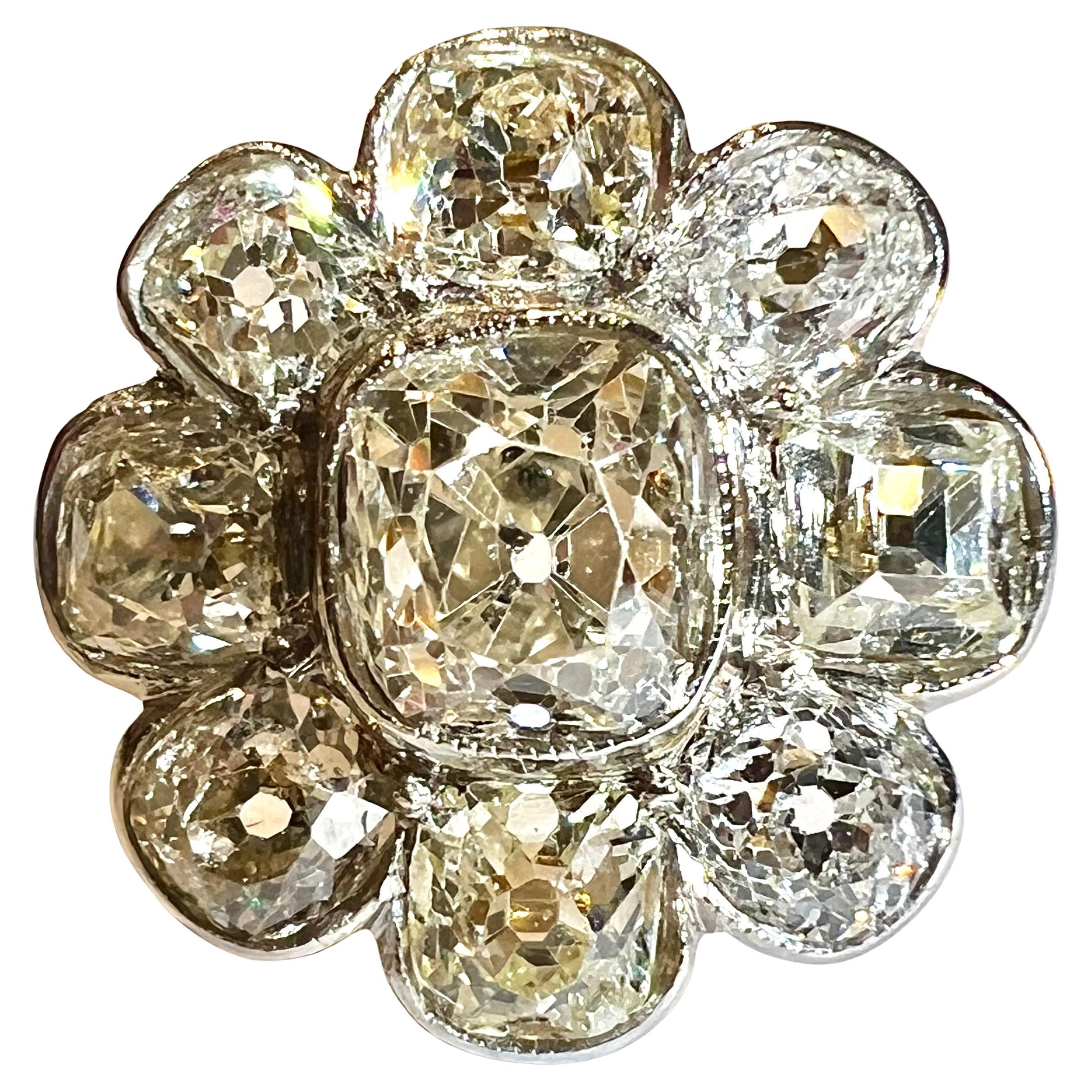 Romantic 3, 20 Carat Old Cut Cushion Diamonds Engagement Ring, 19th Century For Sale