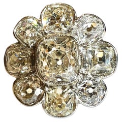 Antique 3, 20 Carat Old Cut Cushion Diamonds Engagement Ring, 19th Century