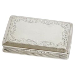 3 3/8 in - Sterling Silver Antique English 1844 Floral Scroll Snuff Box