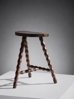 3/3 BRUTALIST RUSTIC-MODERN Stool or Side Table by CHARLES DUDOUYT, France 1950