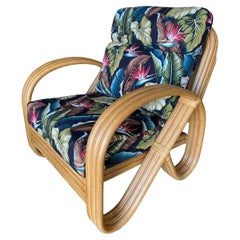 3/4 3-Strand Rattan Lounge Chair Pretzel Arm and Ottoman