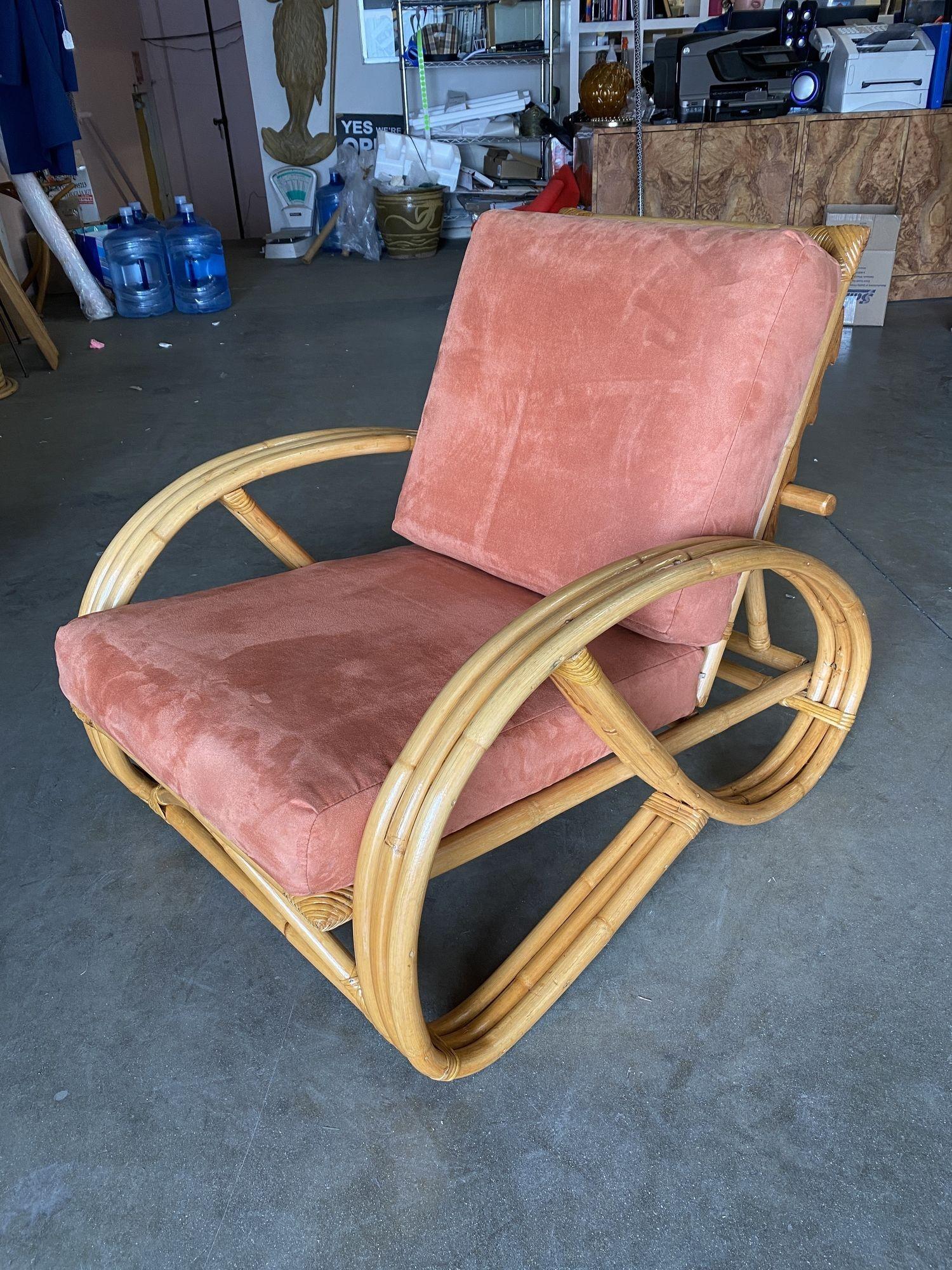 Restored 3/4 3-Strand Pretzel Rattan Lounge Chair & Sofa Livingroom Set For Sale 6
