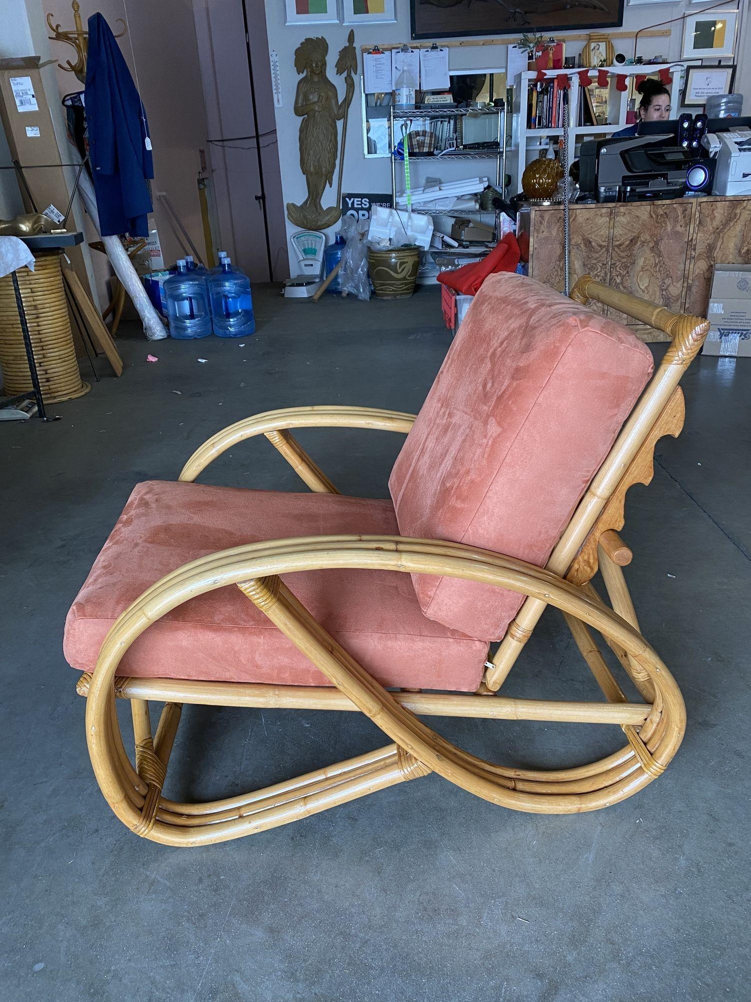 Restored 3/4 3-Strand Pretzel Rattan Lounge Chair & Sofa Livingroom Set For Sale 7