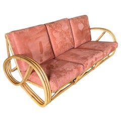 3/4 3-Strand Reverse Round Pretzel Rattan Chair & Sofa Livingroom Set