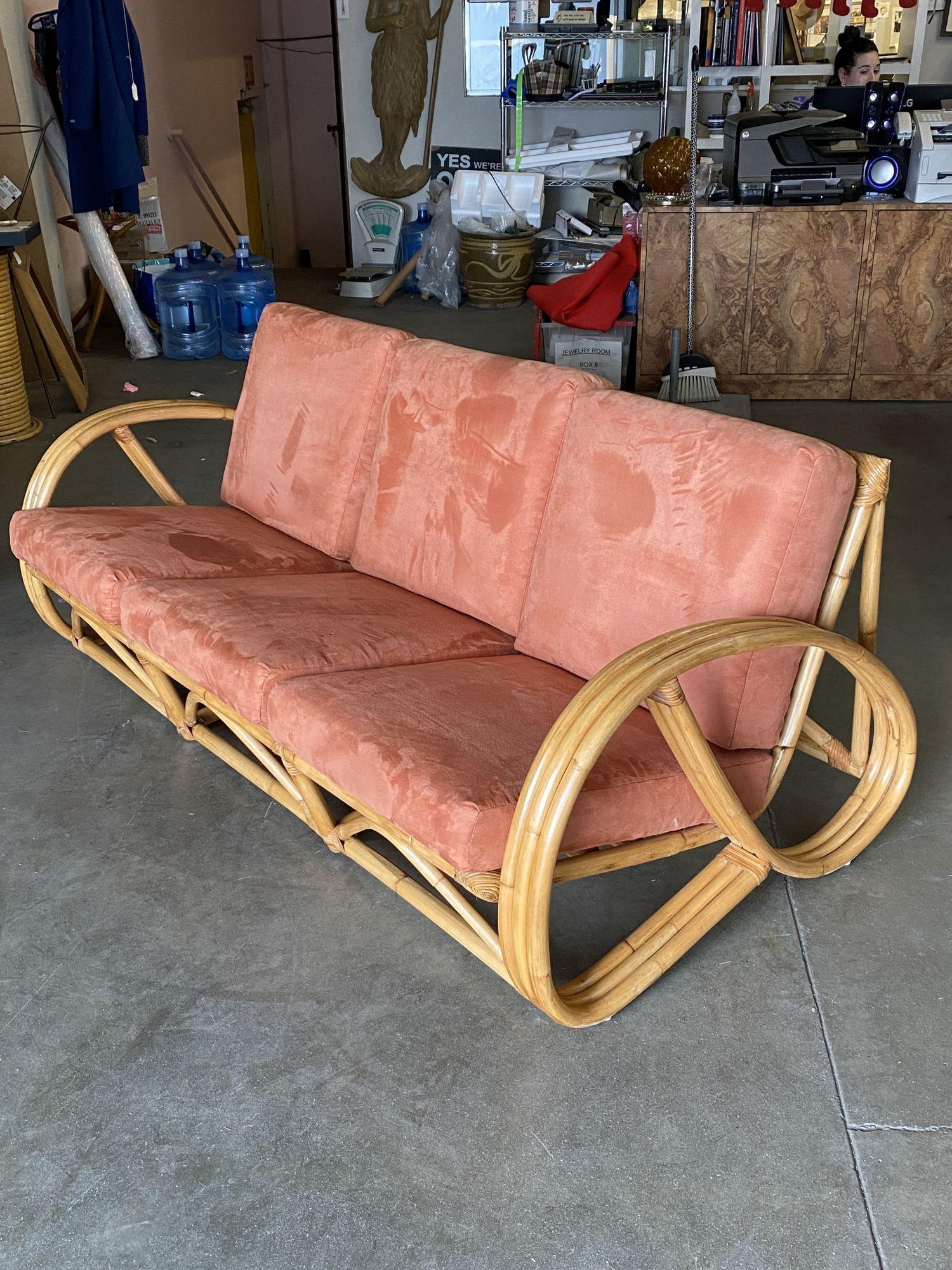 3/4 3-Strand Reverse Round Pretzel Rattan Chair & Sofa Livingroom Set 2