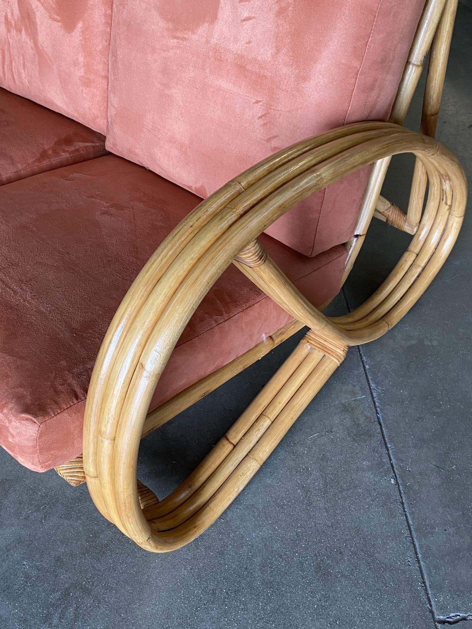 3/4 3-Strand Reverse Round Pretzel Rattan Chair & Sofa Livingroom Set 3