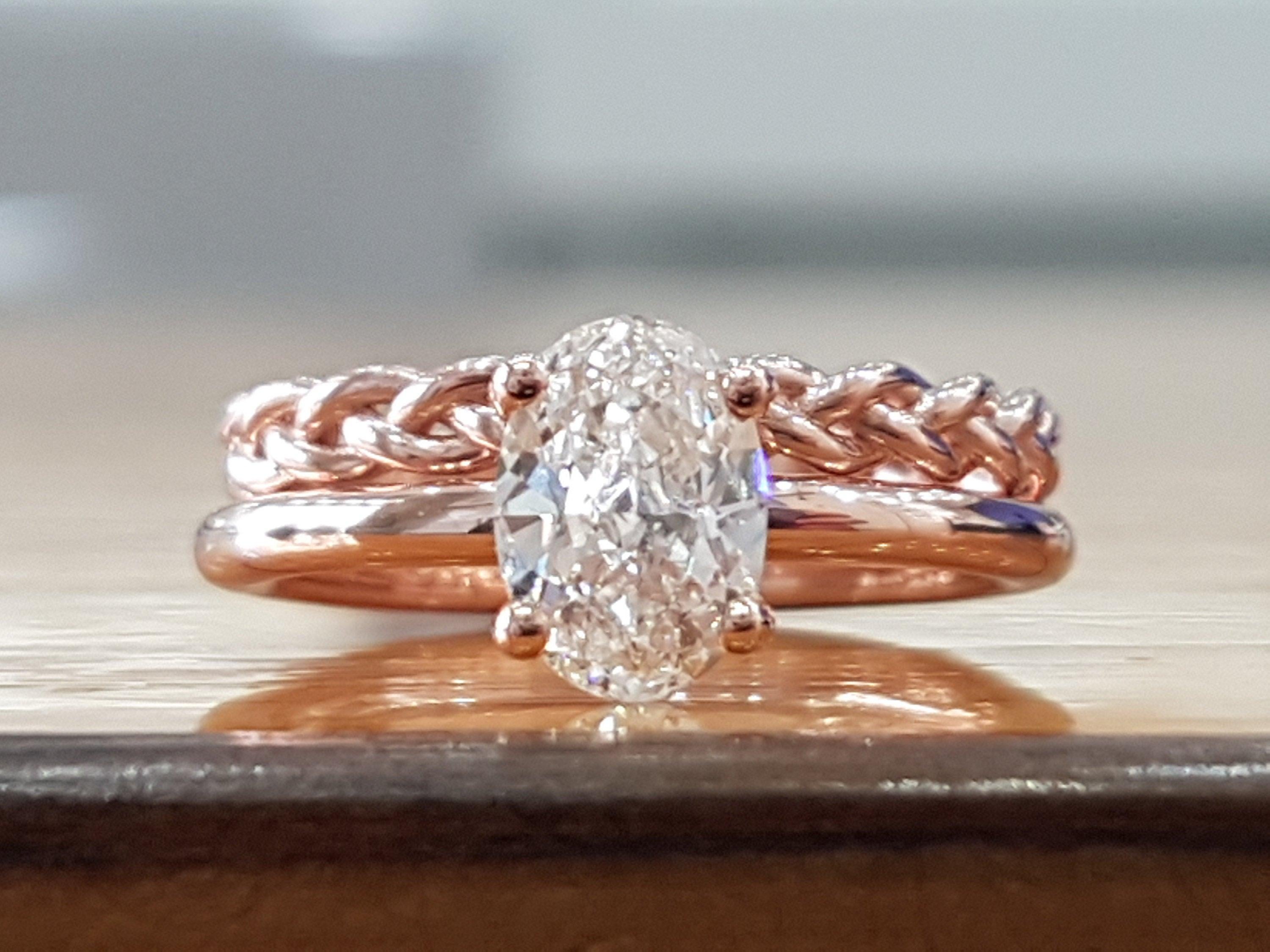 3/4 Carat Rose Gold Engagement Ring, Oval Engagement Ring Set , Oval Cut Engagement Ring,Art Deco Ring, Oval Diamond Engagement Ring
 
 Main Stone Name: Diamond
 Main Stone Weight: 3/4 ct.
 Main Stone Clarity: SI1
 Main Stone Color: H
 Main Stone