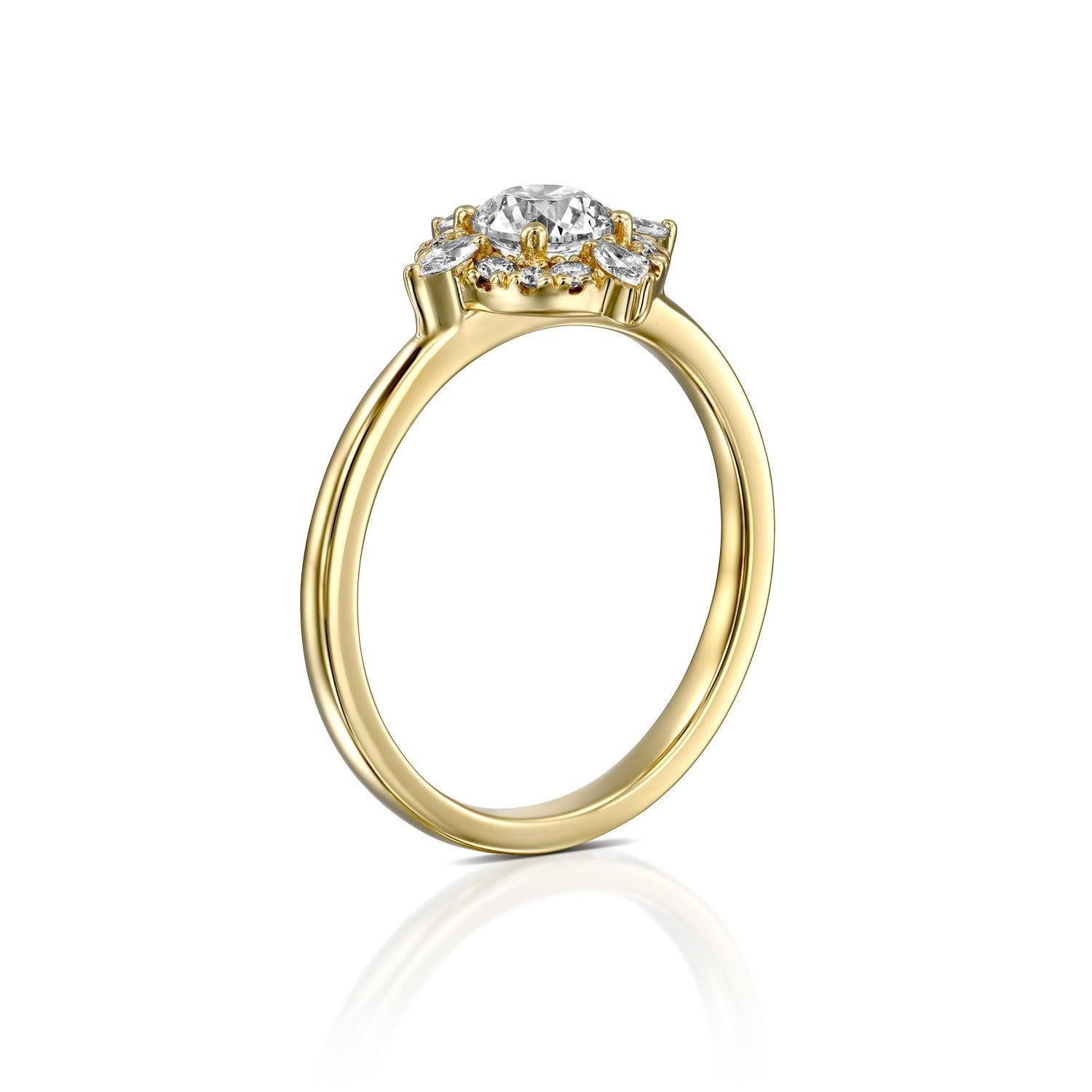 3/4 Carat Diamond Engagement Ring, Halo Engagement Ring, Victorian Diamond Ring, Marquise Halo Ring, Great Gatsby, Victorian Engagement Ring
 
 Main Stone Name: Round Cut Natural Diamond
 Main Stone Weight: 1/2 ct.
 Main Stone Clarity: VS
 Main