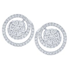 3/4 Carat Certified Round Flower and Concentric Setting 14 Karat Gold