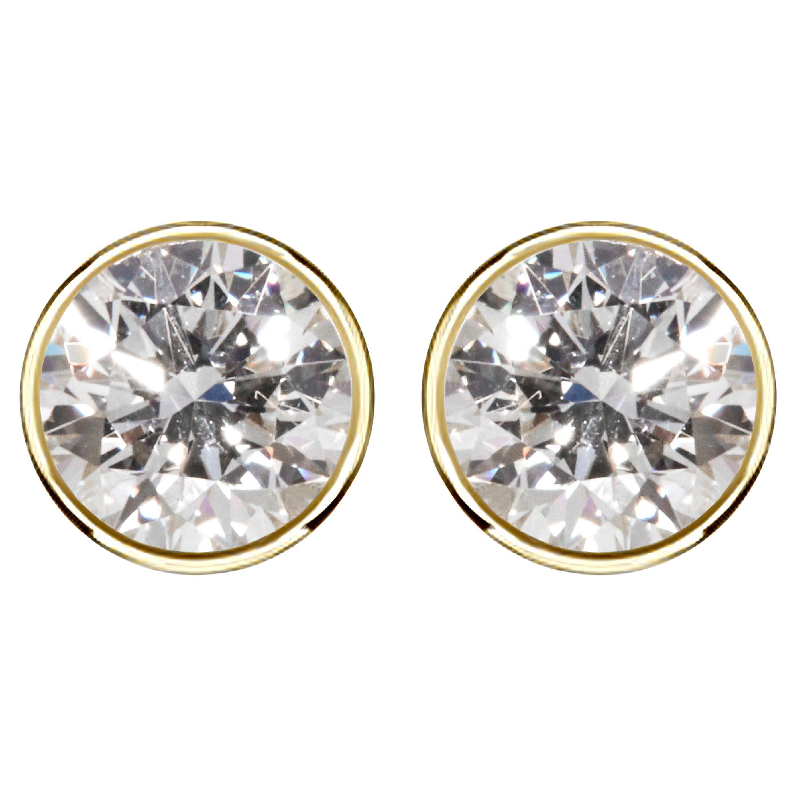Near 1 Carat Ct 2 Natural Real Solitaire Diamond Stud Earrings 14k Yellow Gold