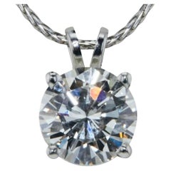 Collier pendentif en or 14k avec solitaire en diamant rond 3/4 carat Ct 1 Real Natural Solitaire Round Diamond