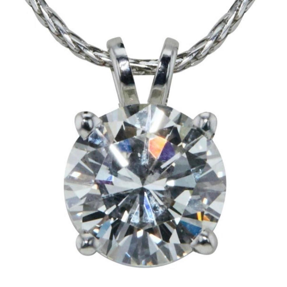 Collier pendentif en or 14 carats avec diamants ronds solitaires naturels véritables de 3/4 carat Ct 1