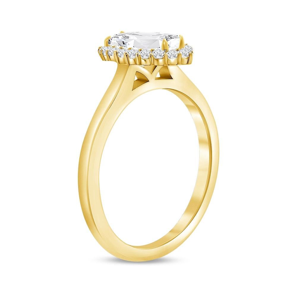 For Sale:  3/4 Carat Halo Marquise Cut Diamond Engagement Ring Yellow Gold 3