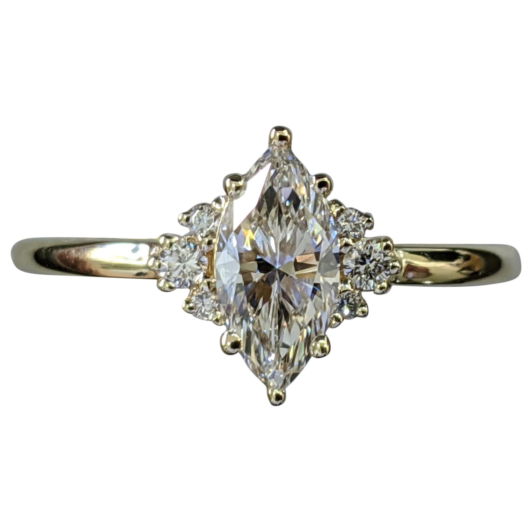 3/4 Carat Marquise Diamond Ring, Marquise Cut Engagement Ring