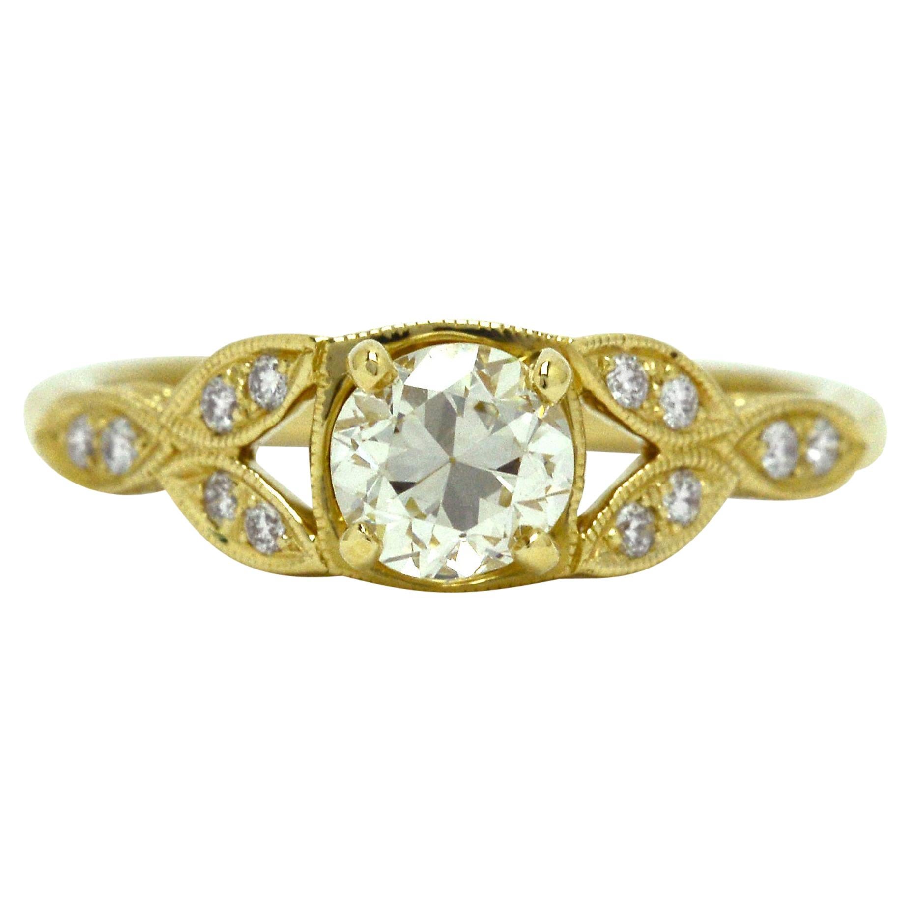 3/4 Carat Round Diamond Solitaire Engagement Ring 14 Karat Gold EGL Certified